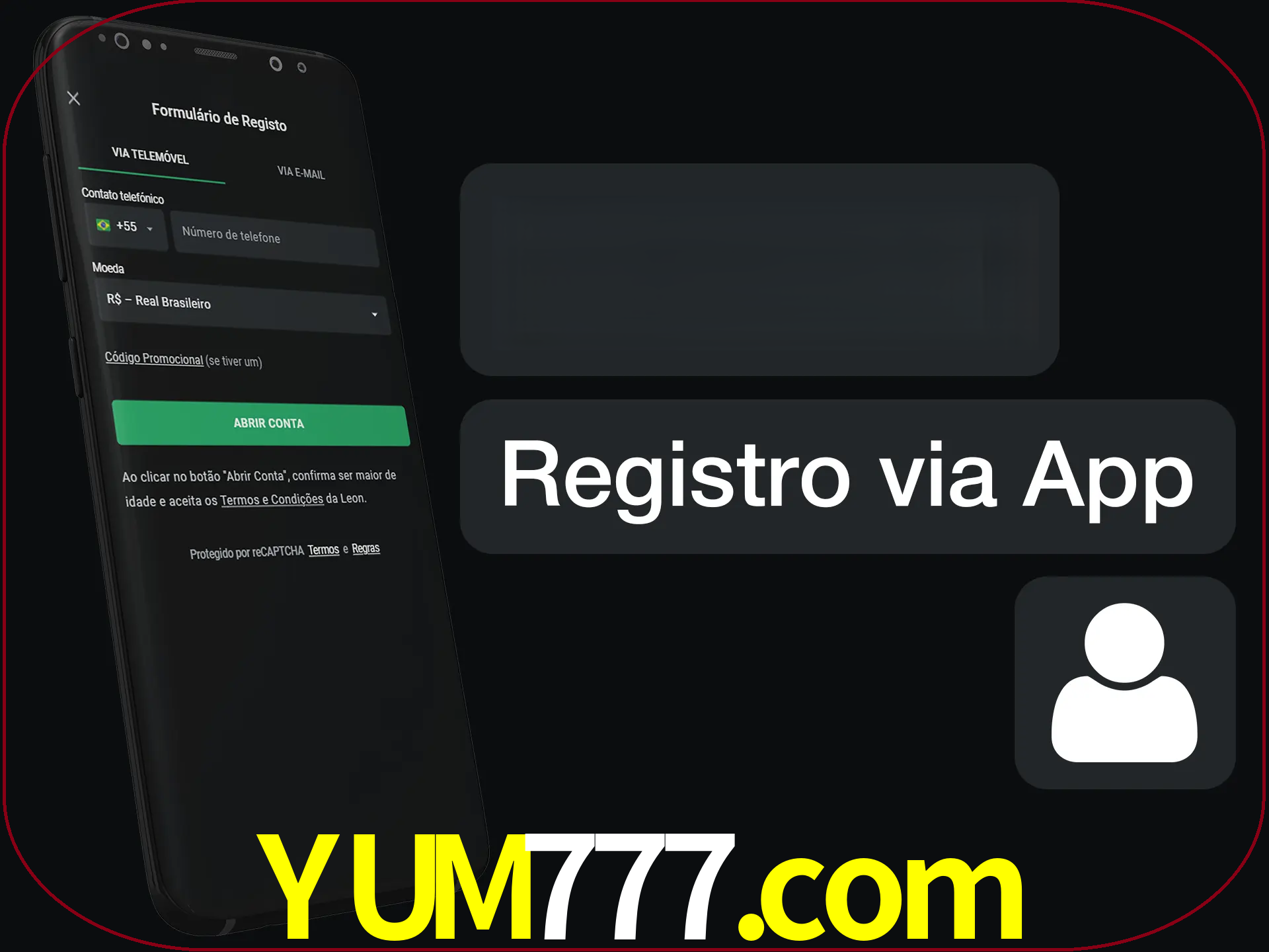 Registre-se com duas etapas usando o aplicativo.