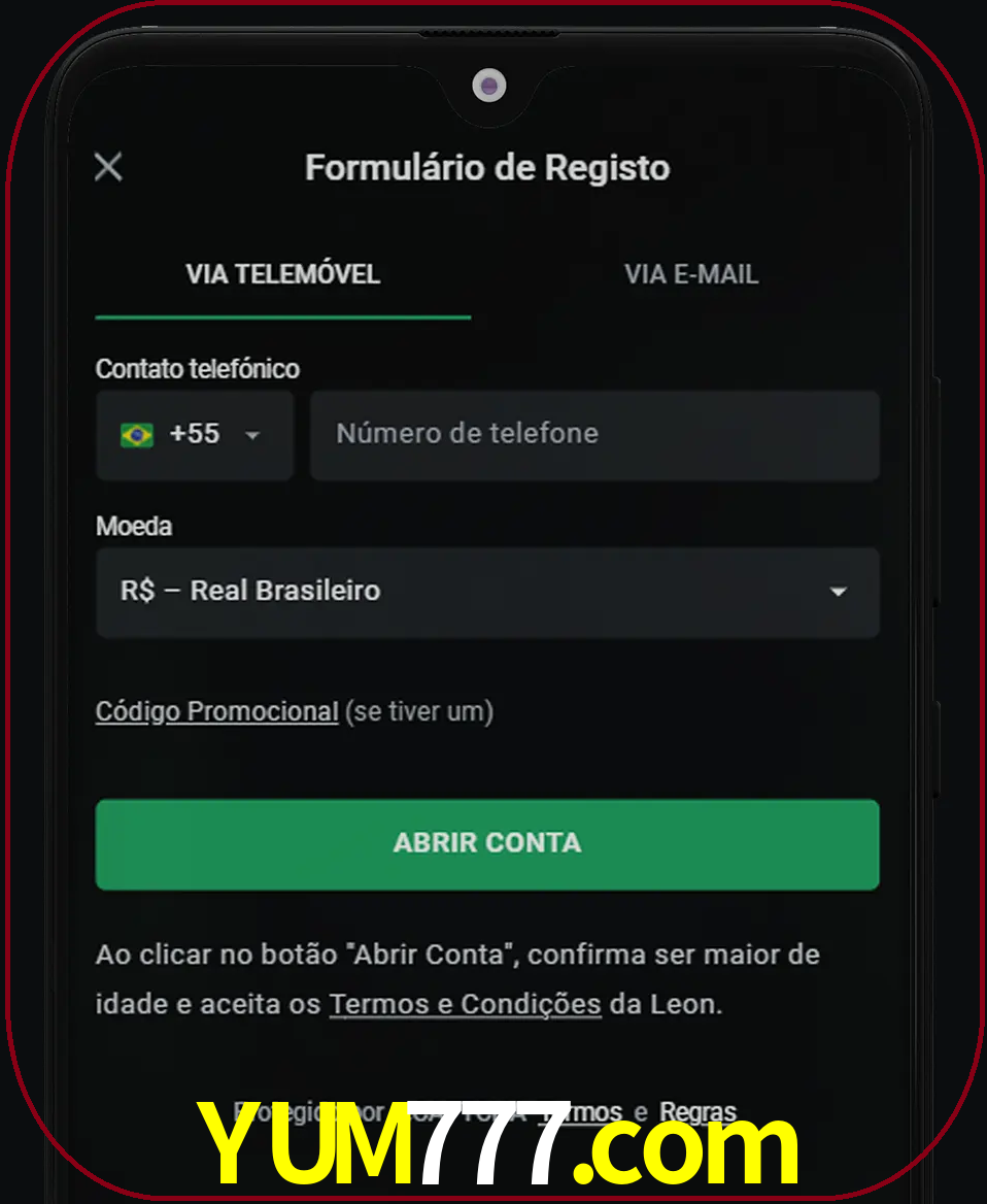 Abra o aplicativo e inicie o processo de registro.
