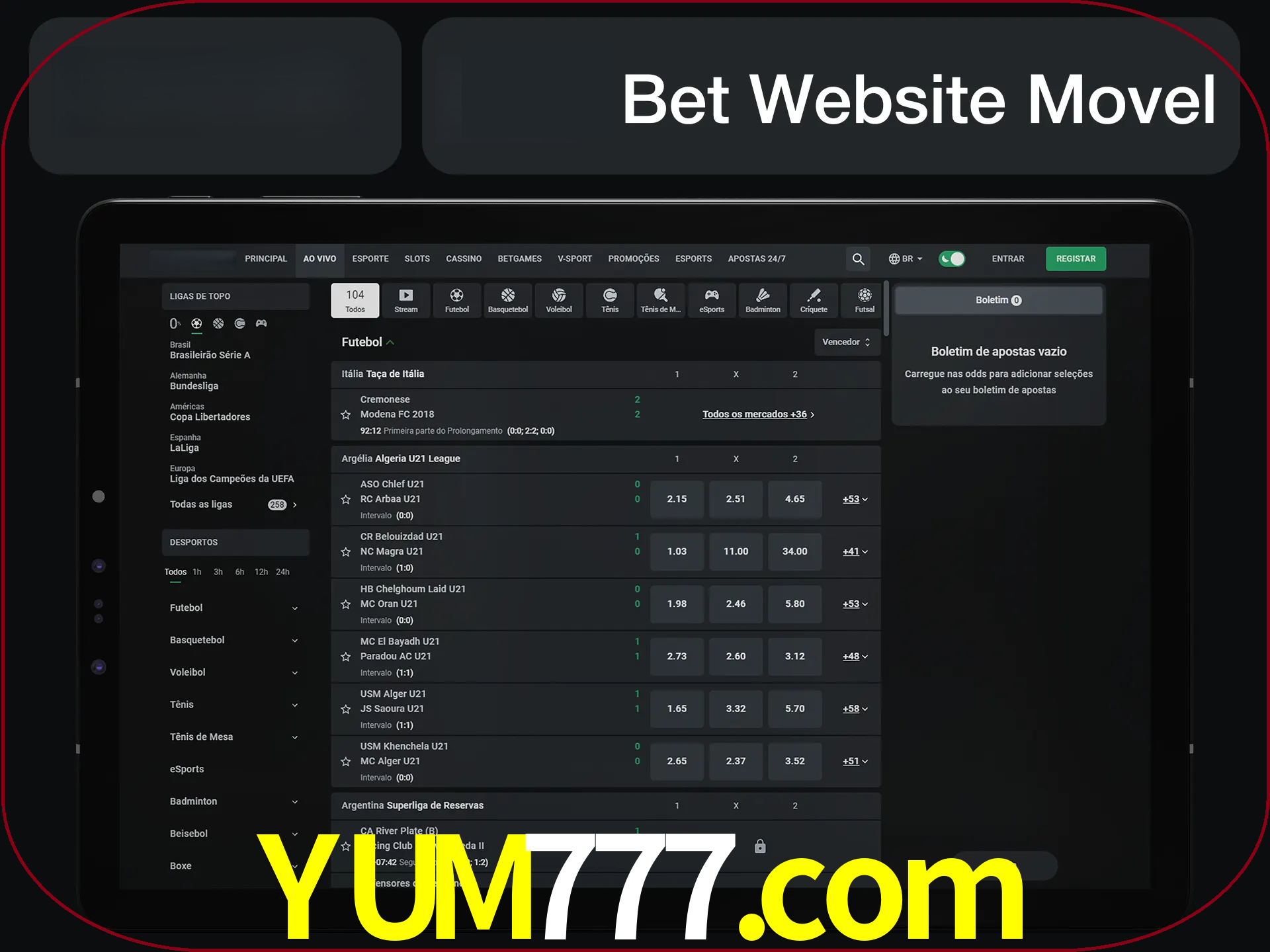 Use nosso website em qualquer dispositivo.