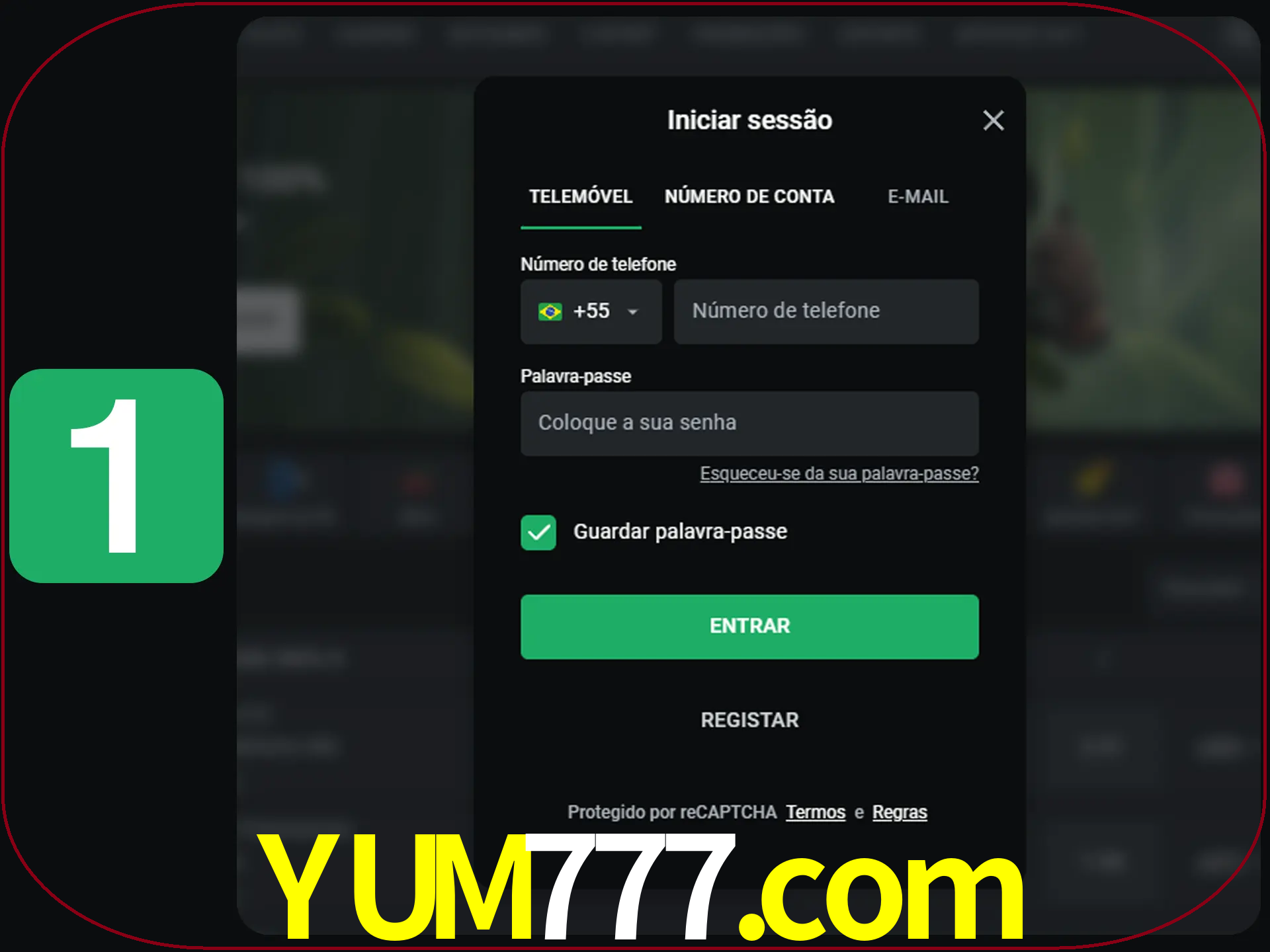 Clique no botão Entrar.